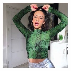 Transparent Petite Snakeskin Mesh Rave t-shirt.